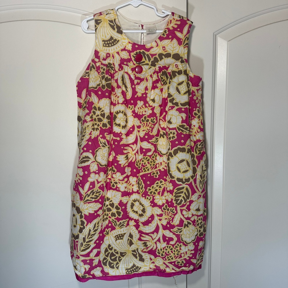 Crewcuts‎ Floral Dress Kids Size 10 Pink Yellow Sleeveless Paisley Vintage